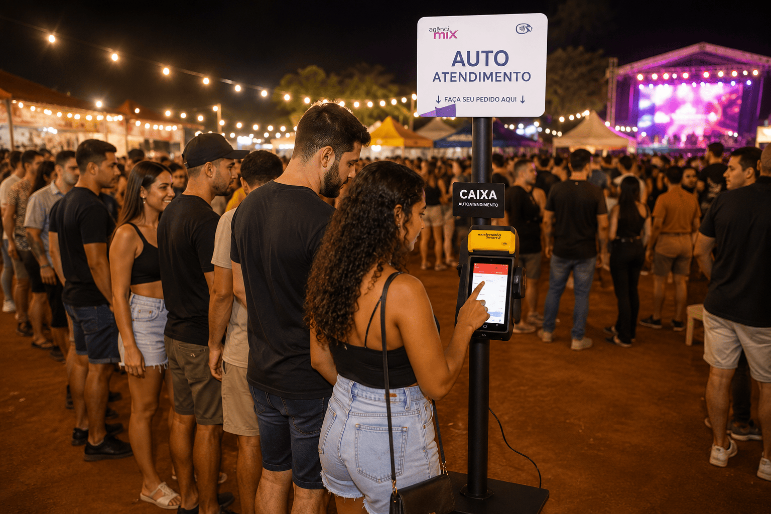 Ilustração moderna de totens de autoatendimento para eventos